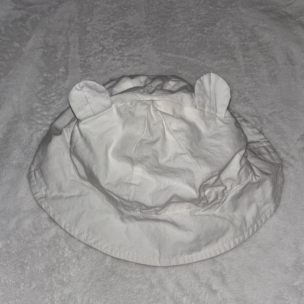 (3 for $10) White Bucket Hat with Bear Ears